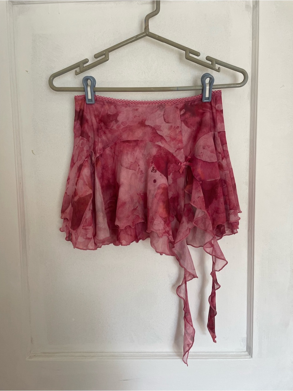I.AM.GIA Pink Watercolor Ruffle Mini Skirt